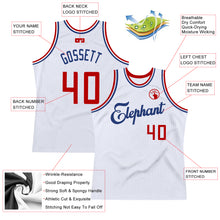 Laden Sie das Bild in den Galerie-Viewer, Custom White Red-Royal Authentic Throwback Basketball Jersey