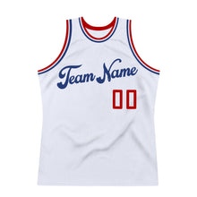 Laden Sie das Bild in den Galerie-Viewer, Custom White Red-Royal Authentic Throwback Basketball Jersey