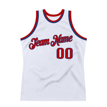 Laden Sie das Bild in den Galerie-Viewer, Custom White Red-Royal Authentic Throwback Basketball Jersey