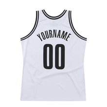 Laden Sie das Bild in den Galerie-Viewer, Custom White Black Authentic Throwback Basketball Jersey