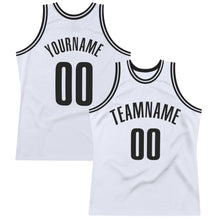 Laden Sie das Bild in den Galerie-Viewer, Custom White Black Authentic Throwback Basketball Jersey