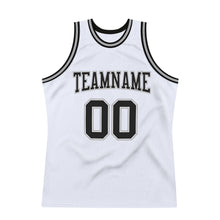 Load image into Gallery viewer, Custom White Black-Gray Authentic Throwback Basketball Jersey