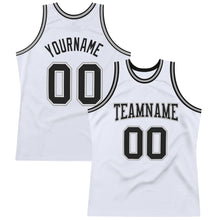 Load image into Gallery viewer, Custom White Black-Gray Authentic Throwback Basketball Jersey