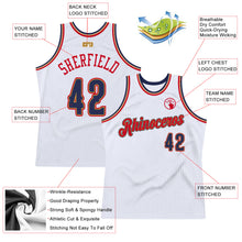 Загрузить изображение в средство просмотра галереи, Custom White Navy-Red Authentic Throwback Basketball Jersey