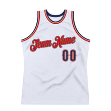Загрузить изображение в средство просмотра галереи, Custom White Navy-Red Authentic Throwback Basketball Jersey