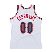 Загрузить изображение в средство просмотра галереи, Custom White Navy-Red Authentic Throwback Basketball Jersey