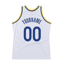 Charger l'image dans la galerie, Custom White Royal-Gold Authentic Throwback Basketball Jersey