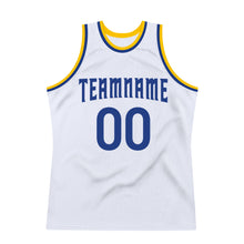 Charger l'image dans la galerie, Custom White Royal-Gold Authentic Throwback Basketball Jersey