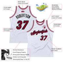 Load image into Gallery viewer, Custom White Maroon-Black Authentic Throwback Basketball Jersey