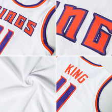 Load image into Gallery viewer, Custom White Purple-Orange Authentic Throwback Basketball Jersey