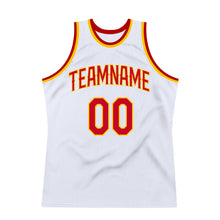 Загрузить изображение в средство просмотра галереи, Custom White Red-Gold Authentic Throwback Basketball Jersey