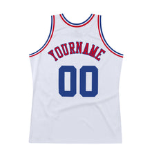Charger l'image dans la galerie, Custom White Royal-Red Authentic Throwback Basketball Jersey