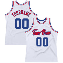 Charger l'image dans la galerie, Custom White Royal-Red Authentic Throwback Basketball Jersey