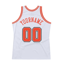 Load image into Gallery viewer, Custom White Orange-Gray Authentic Throwback Basketball Jersey