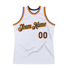 Загрузить изображение в средство просмотра галереи, Custom White Navy-Orange Authentic Throwback Basketball Jersey