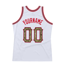 Load image into Gallery viewer, Custom White Camo-Red Authentic Throwback Basketball Jersey