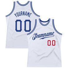 Load image into Gallery viewer, Custom White Royal-Red Authentic Throwback Basketball Jersey