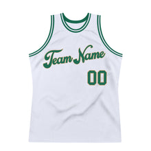 Charger l'image dans la galerie, Custom White Kelly Green-Old Gold Authentic Throwback Basketball Jersey