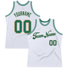 Charger l'image dans la galerie, Custom White Kelly Green-Old Gold Authentic Throwback Basketball Jersey