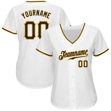 Laden Sie das Bild in den Galerie-Viewer, Custom White Black-Gold Authentic Baseball Jersey