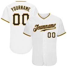 Laden Sie das Bild in den Galerie-Viewer, Custom White Black-Gold Authentic Baseball Jersey