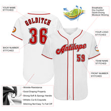 Загрузить изображение в средство просмотра галереи, Custom White Red-Black Authentic Baseball Jersey