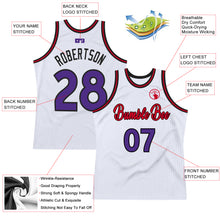Charger l'image dans la galerie, Custom White Purple-Red Authentic Throwback Basketball Jersey