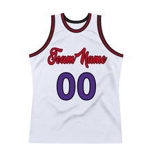 Charger l'image dans la galerie, Custom White Purple-Red Authentic Throwback Basketball Jersey