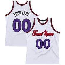 Charger l'image dans la galerie, Custom White Purple-Red Authentic Throwback Basketball Jersey