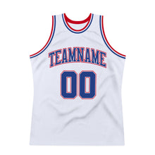 Load image into Gallery viewer, Custom White Royal-Red Authentic Throwback Basketball Jersey