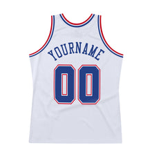 Load image into Gallery viewer, Custom White Royal-Red Authentic Throwback Basketball Jersey