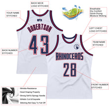 Charger l'image dans la galerie, Custom White Navy-Red Authentic Throwback Basketball Jersey