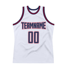 Charger l'image dans la galerie, Custom White Navy-Red Authentic Throwback Basketball Jersey