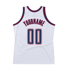 Charger l'image dans la galerie, Custom White Navy-Red Authentic Throwback Basketball Jersey