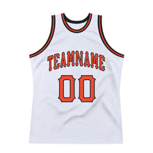 Load image into Gallery viewer, Custom White Orange-Black Authentic Throwback Basketball Jersey