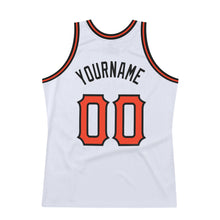 Load image into Gallery viewer, Custom White Orange-Black Authentic Throwback Basketball Jersey