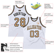 Load image into Gallery viewer, Custom White Old Gold-Black Authentic Throwback Basketball Jersey