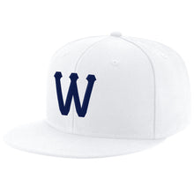 Загрузить изображение в средство просмотра галереи, Custom White Navy Stitched Adjustable Snapback Hat