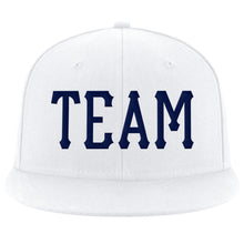 Загрузить изображение в средство просмотра галереи, Custom White Navy Stitched Adjustable Snapback Hat