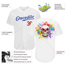 Laden Sie das Bild in den Galerie-Viewer, Custom White Royal-Red Authentic Skull Fashion Baseball Jersey