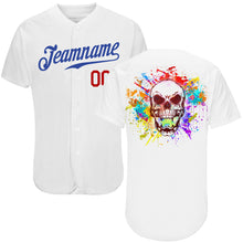 Laden Sie das Bild in den Galerie-Viewer, Custom White Royal-Red Authentic Skull Fashion Baseball Jersey