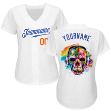 Laden Sie das Bild in den Galerie-Viewer, Custom White Royal-Orange Authentic Skull Fashion Baseball Jersey