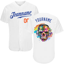 Laden Sie das Bild in den Galerie-Viewer, Custom White Royal-Orange Authentic Skull Fashion Baseball Jersey
