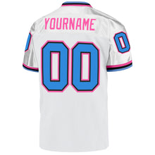 Laden Sie das Bild in den Galerie-Viewer, Custom White Powder Blue-Pink Mesh Authentic Throwback Football Jersey