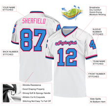 Laden Sie das Bild in den Galerie-Viewer, Custom White Powder Blue-Pink Mesh Authentic Throwback Football Jersey