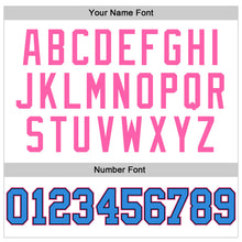 Laden Sie das Bild in den Galerie-Viewer, Custom White Powder Blue-Pink Mesh Authentic Throwback Football Jersey