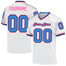 Laden Sie das Bild in den Galerie-Viewer, Custom White Powder Blue-Pink Mesh Authentic Throwback Football Jersey