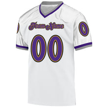 Charger l'image dans la galerie, Custom White Purple-Old Gold Mesh Authentic Throwback Football Jersey