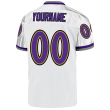 Charger l'image dans la galerie, Custom White Purple-Old Gold Mesh Authentic Throwback Football Jersey