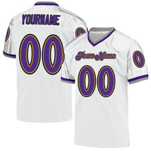 Charger l'image dans la galerie, Custom White Purple-Old Gold Mesh Authentic Throwback Football Jersey
